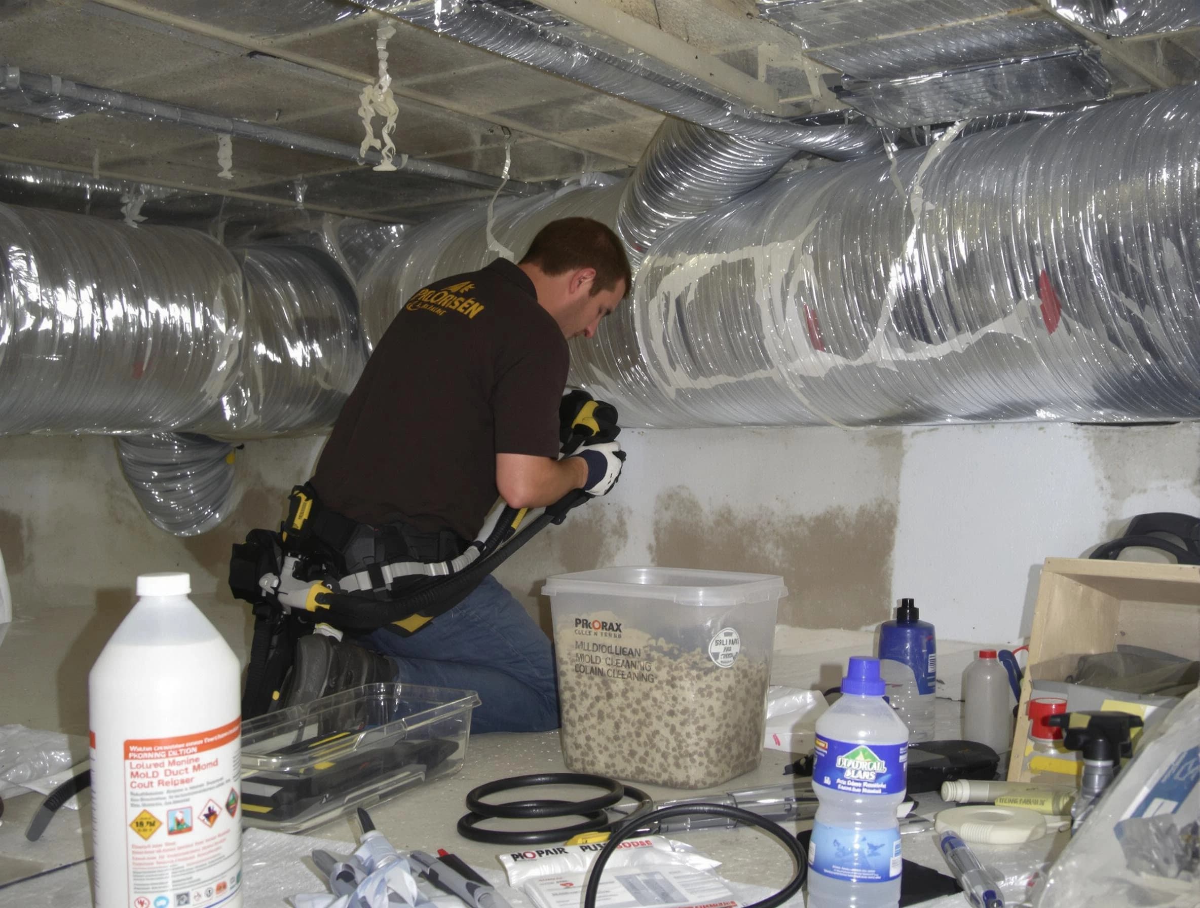 Cecil Air Duct Cleaning specialist performing professional mold removal from air ducts in Cecil