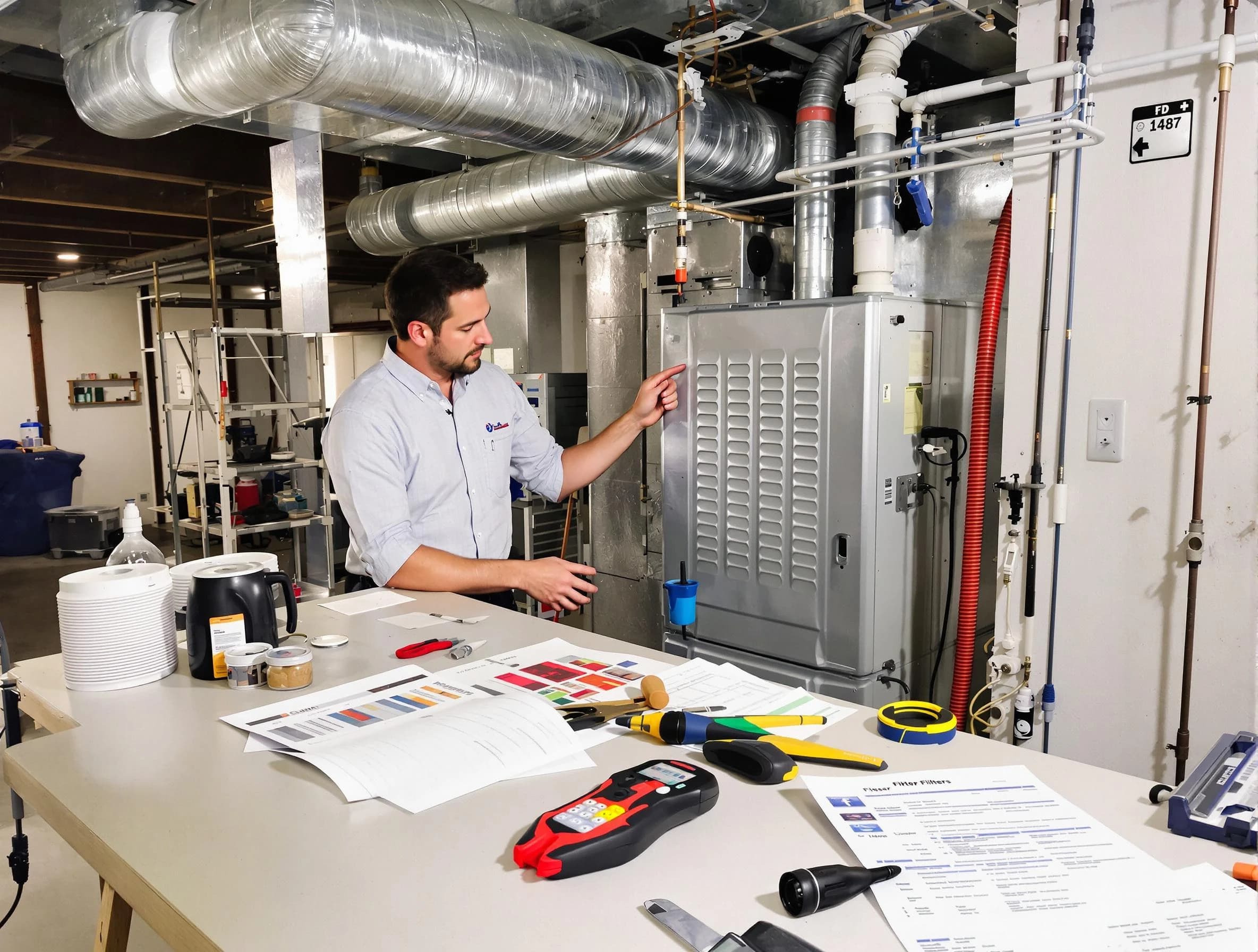 Cecil Air Duct Cleaning inspector conducting detailed filter system evaluation using professional diagnostic tools in Cecil