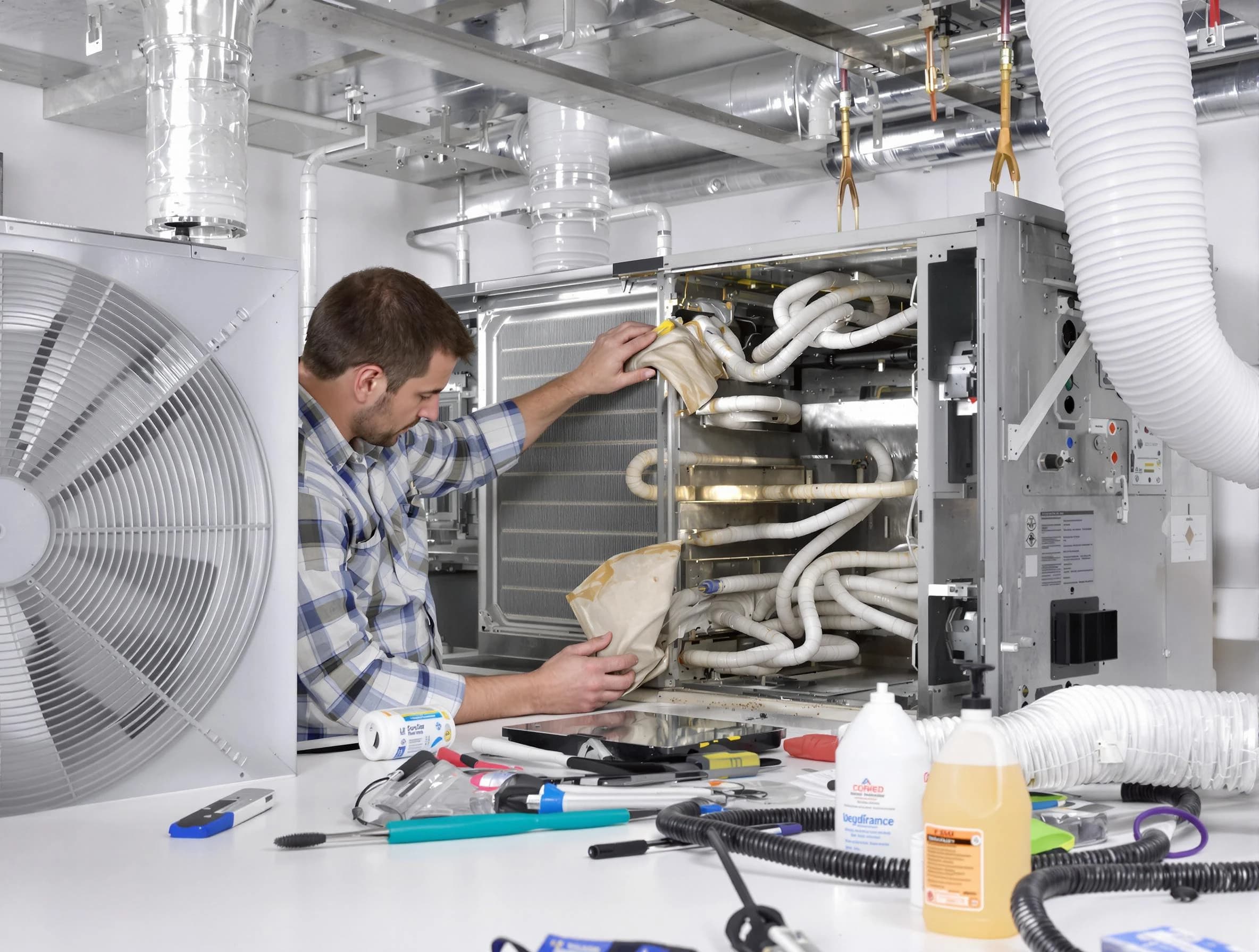 Cecil Air Duct Cleaning specialist performing precision AC coil cleaning in Cecil