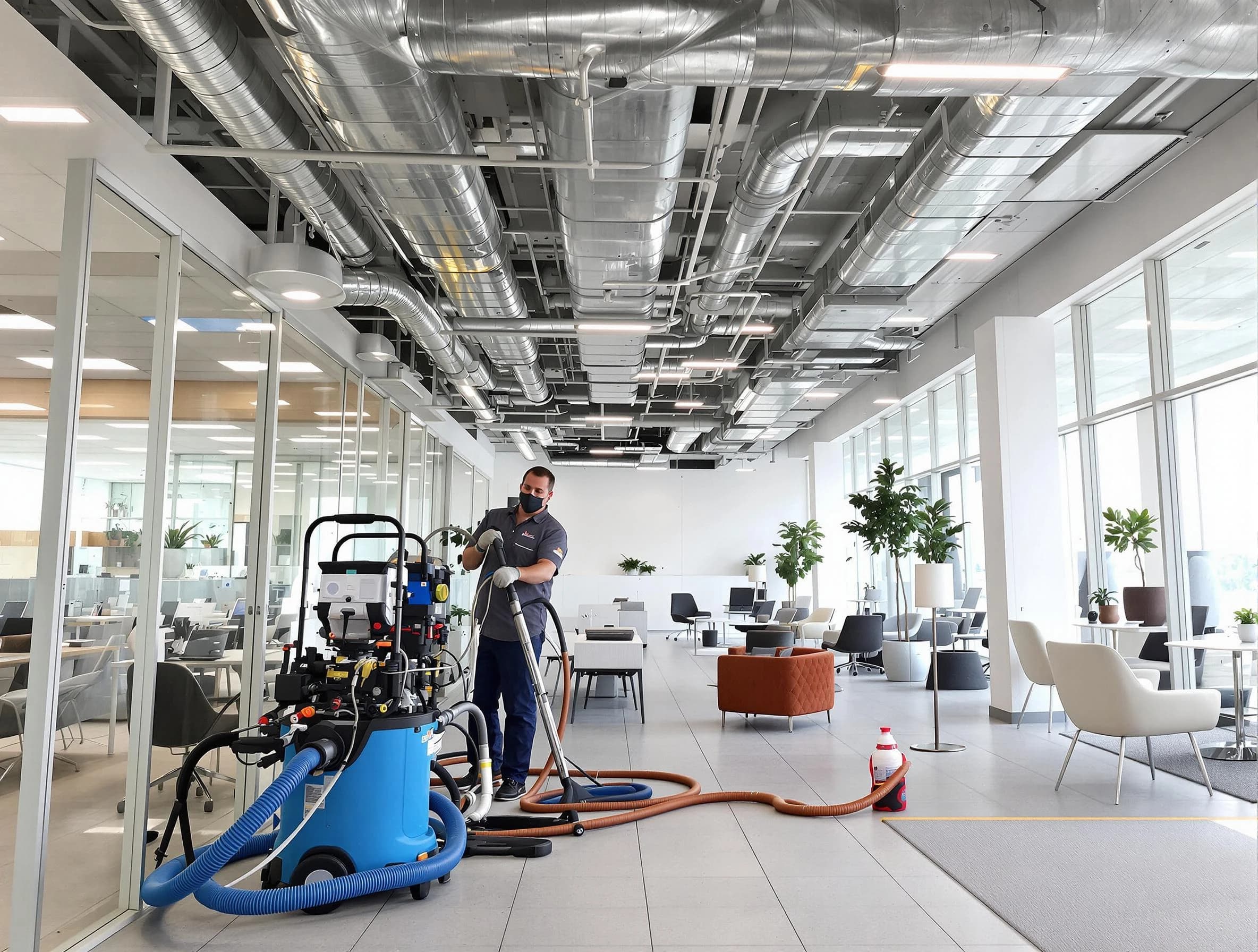 Cecil Air Duct Cleaning team conducting comprehensive commercial duct cleaning at a business location in Cecil